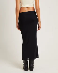 Marley Mesh Midi Skirt Black