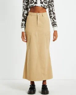Maxi Canvas Cargo Denim Skirt