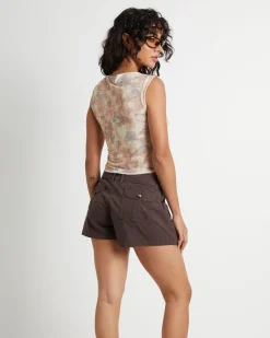Maxine Tattoo Print Contrast Stitch Top in Assorted
