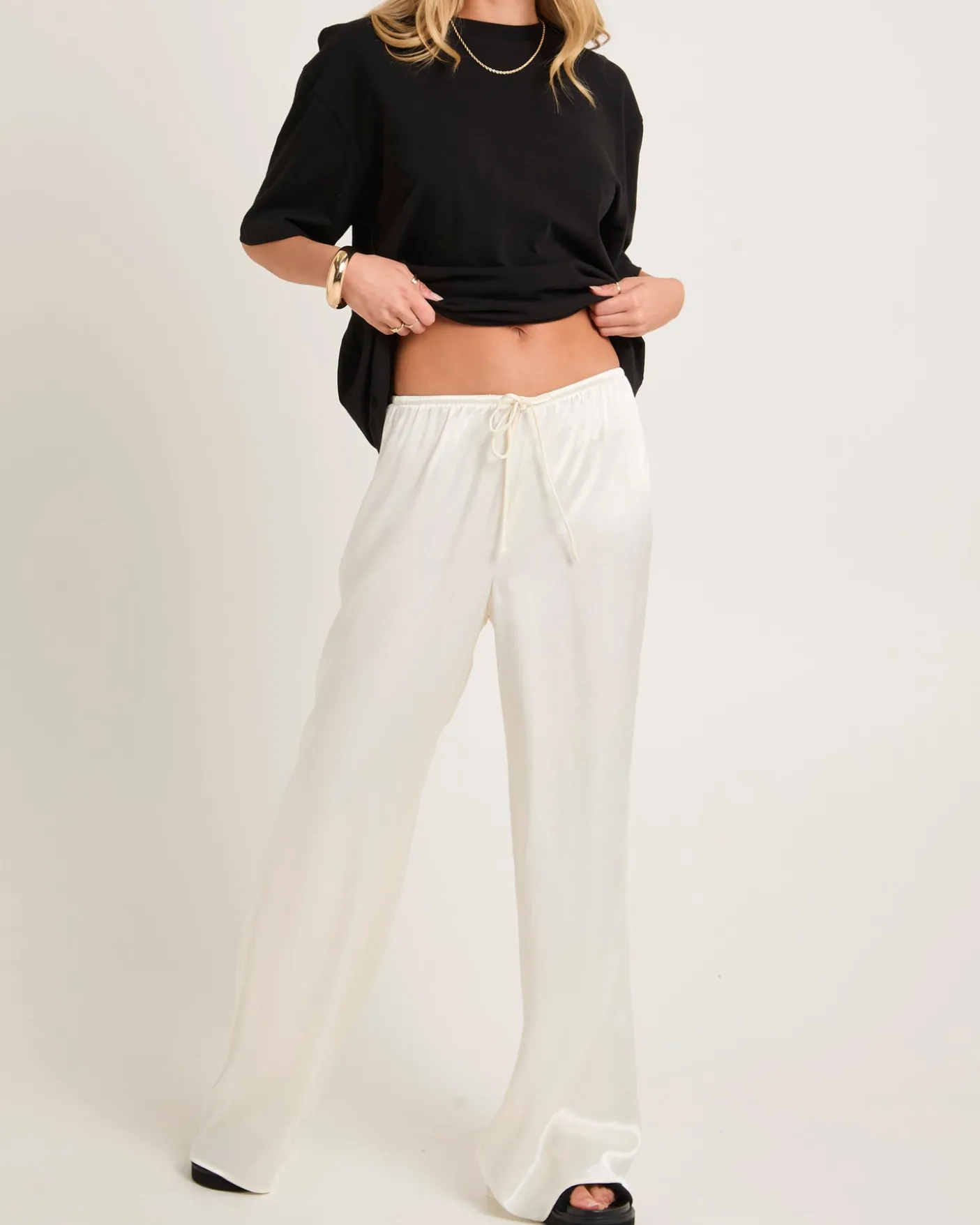 Meredith Satin Mid Rise Pants