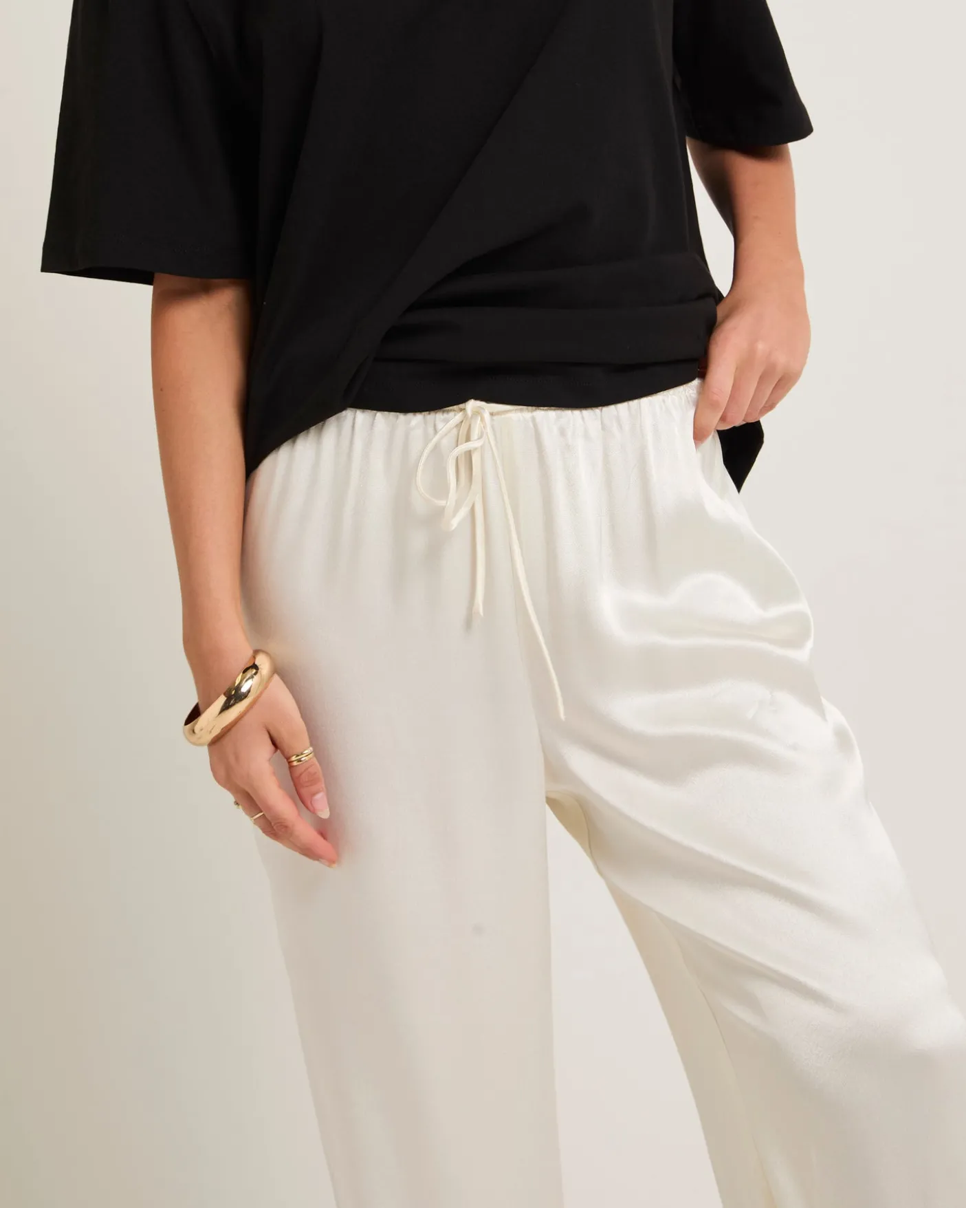 Meredith Satin Mid Rise Pants