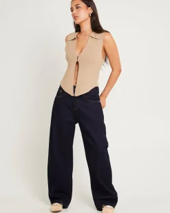 Meryl Ribbed Collar Knit Top