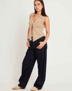 Meryl Ribbed Collar Knit Top