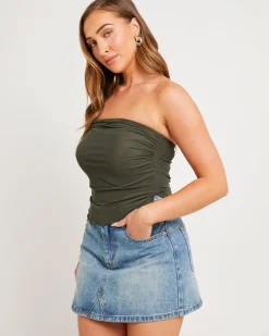 Mesh Asymmetric Bandeau Top