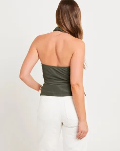 Mesh Halter High Neck Tank Top