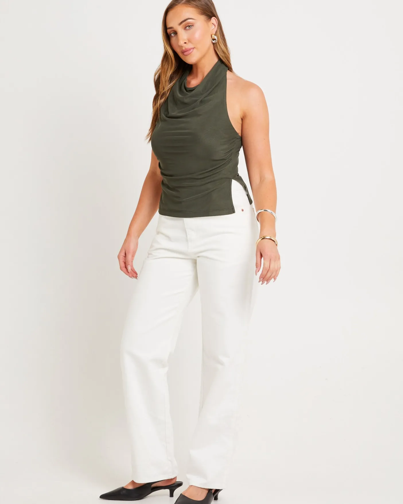 Mesh Halter High Neck Tank Top