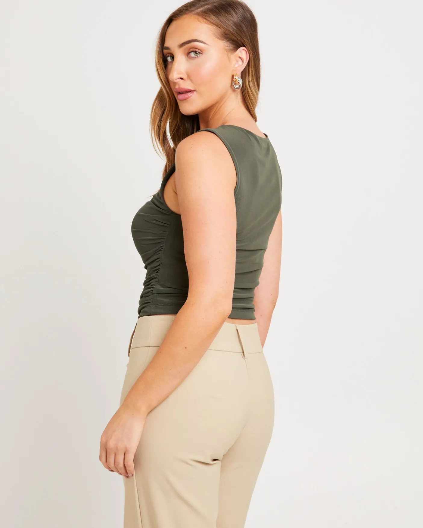 Mesh Ruched Tank Top
