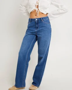 Mid Baggy Denim Jeans Arcadia Blue