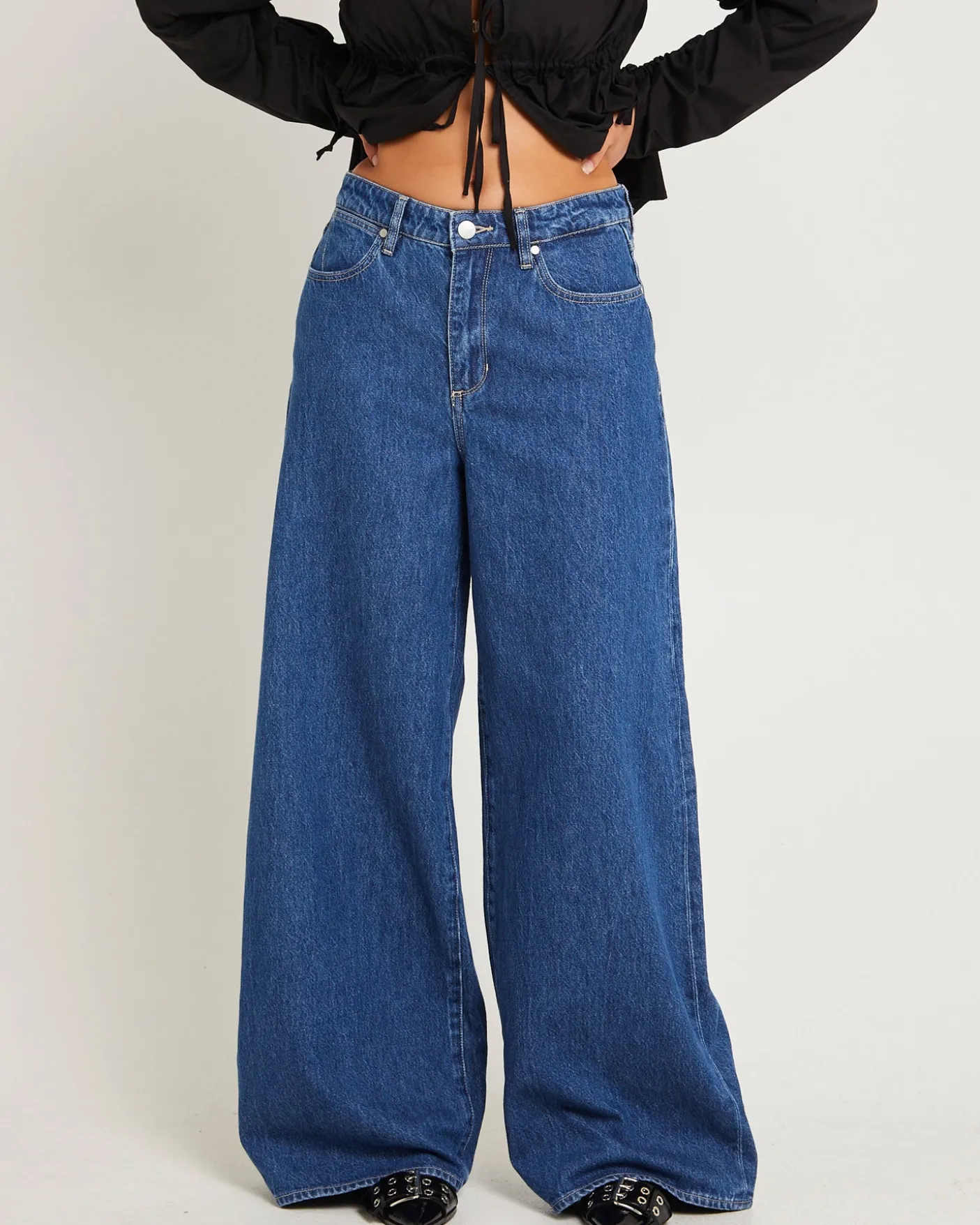 Mid Stevie Relaxed Denim Jeans Kick Drum Blue