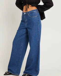 Mid Stevie Relaxed Denim Jeans Kick Drum Blue