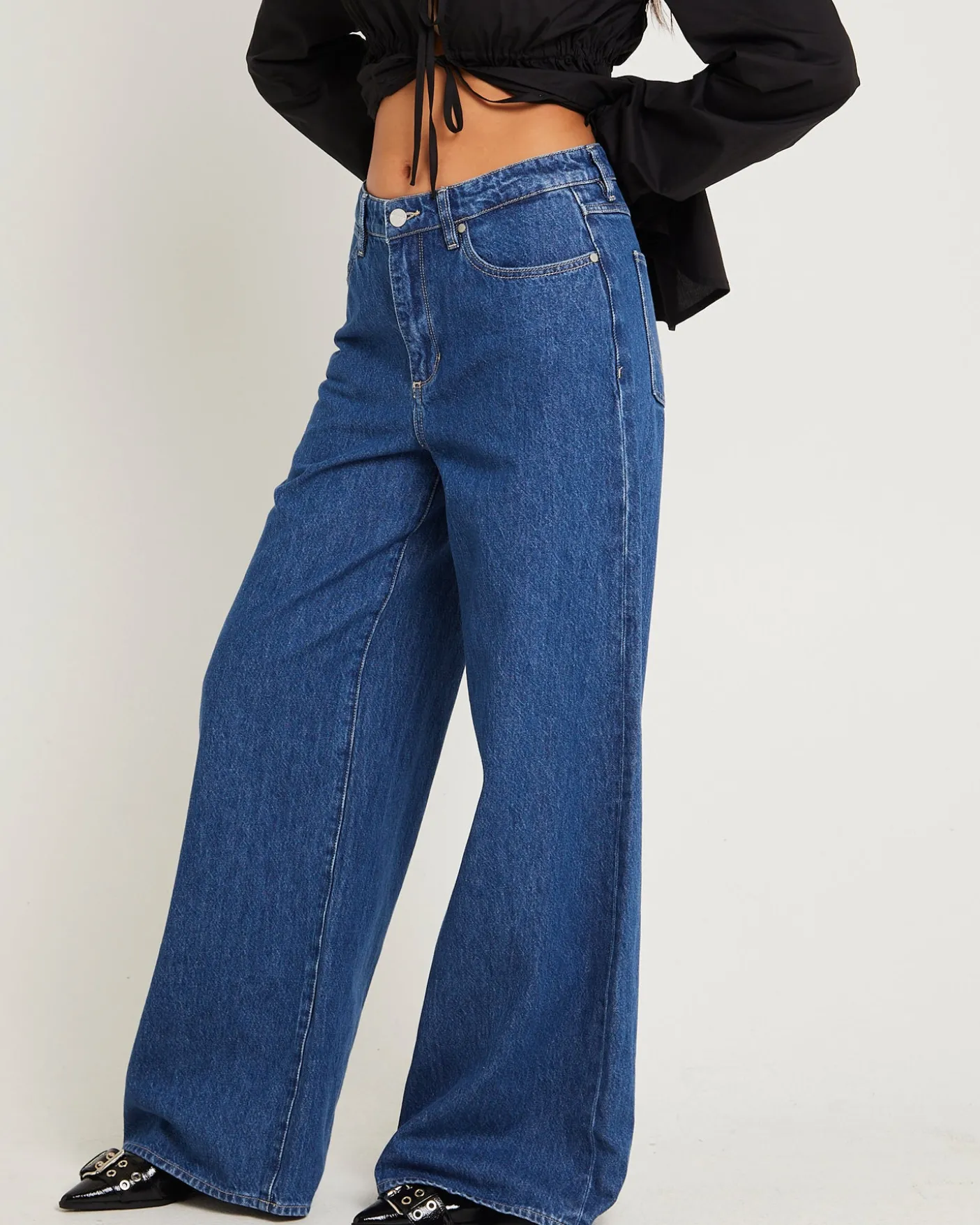 Mid Stevie Relaxed Denim Jeans Kick Drum Blue