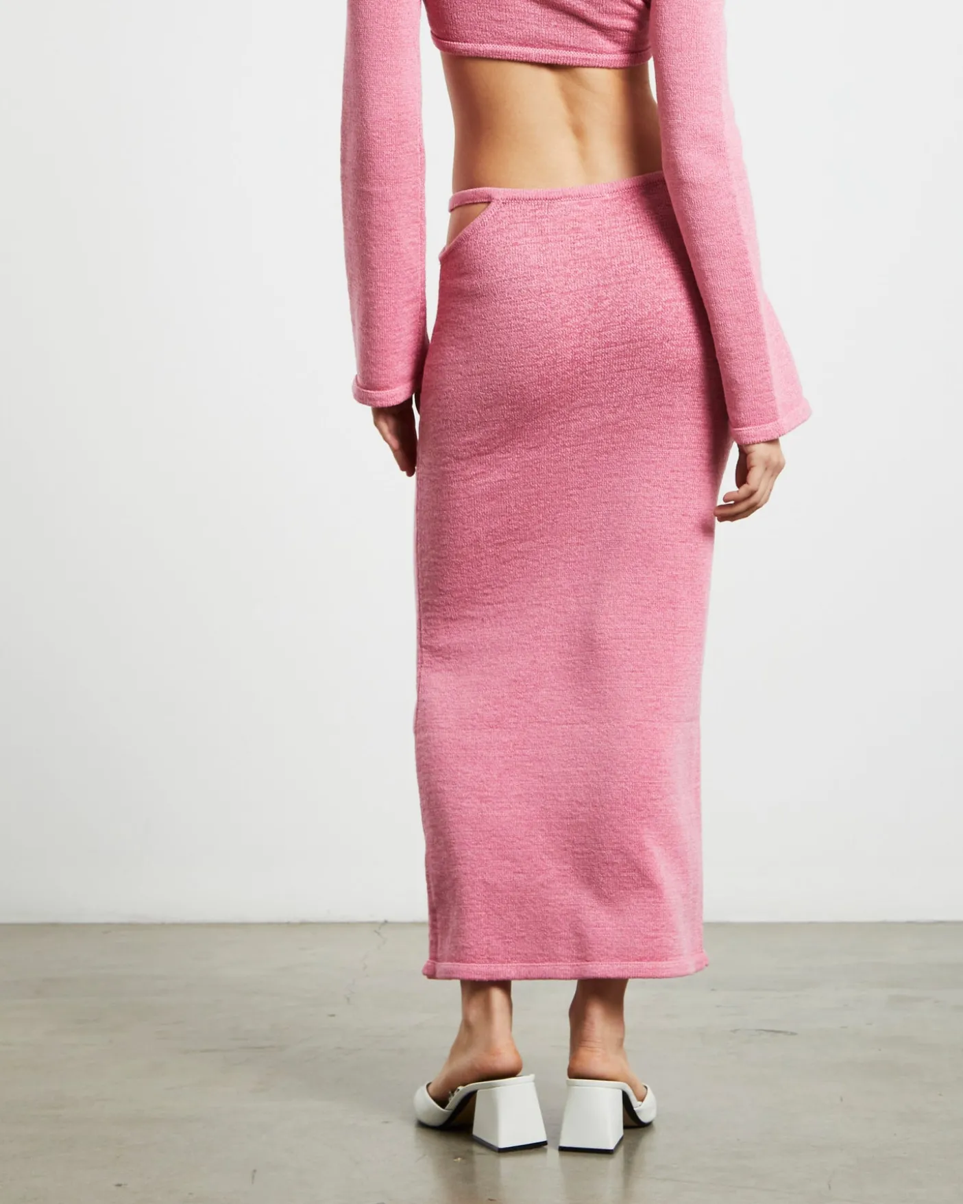 Mika Knit Strap Midi Skirt in Strawberry Pink