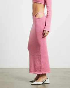 Mika Knit Strap Midi Skirt in Strawberry Pink