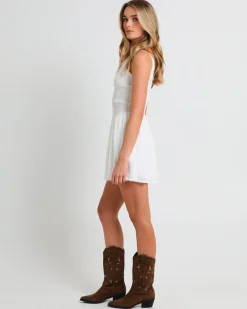 Milan Drop Waist Shirred Dress