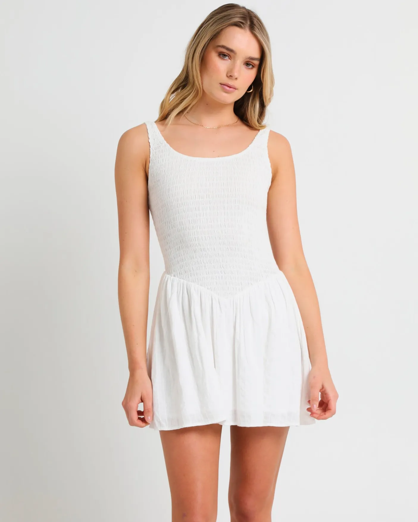 Milan Drop Waist Shirred Dress
