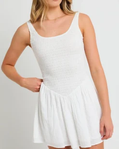 Milan Drop Waist Shirred Dress