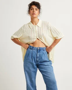 Milan Knit Short Sleeve Shirt Buttercream