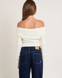 Milly Off Shoulder Knit Sweater