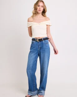 Mily Rib Ruffle Top