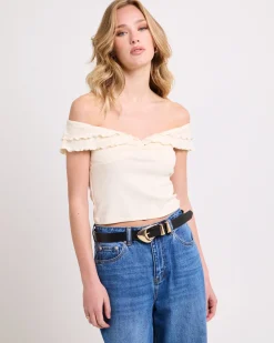 Mily Rib Ruffle Top