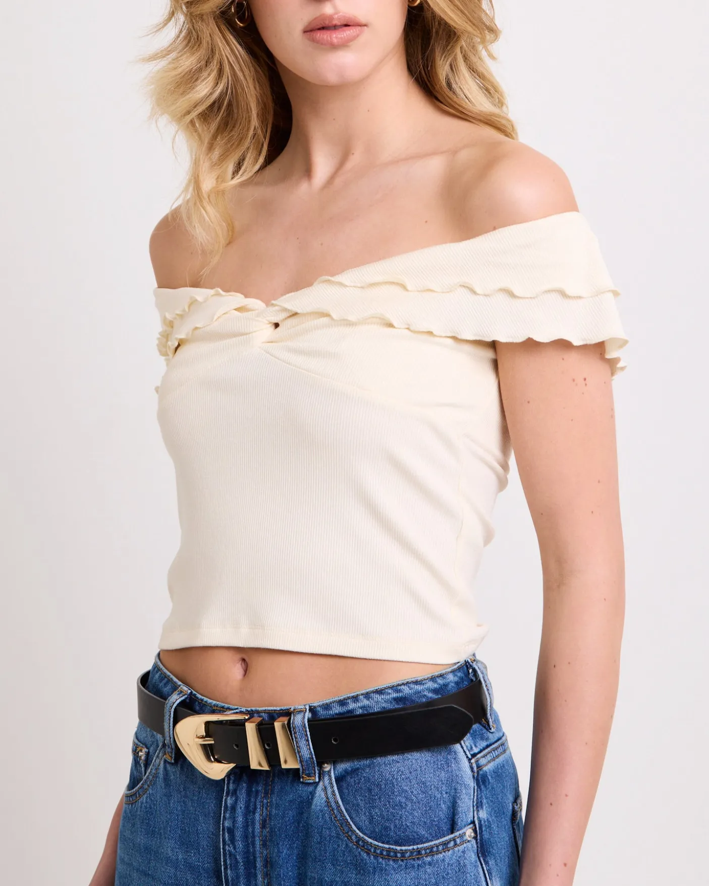 Mily Rib Ruffle Top