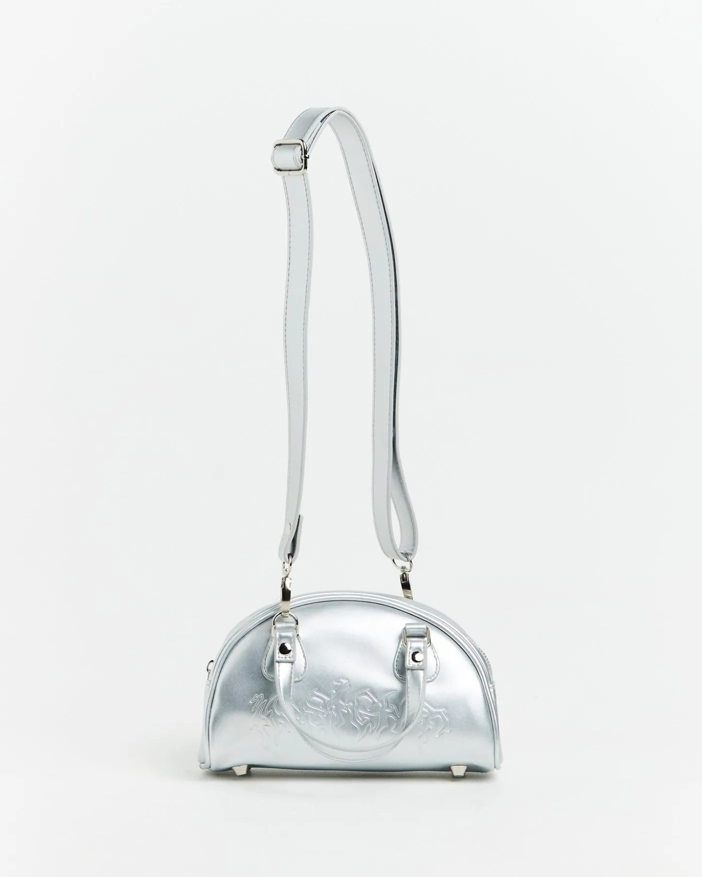 Mini Bowling Bag in Metallic Silver