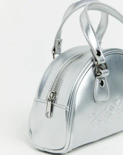 Mini Bowling Bag in Metallic Silver