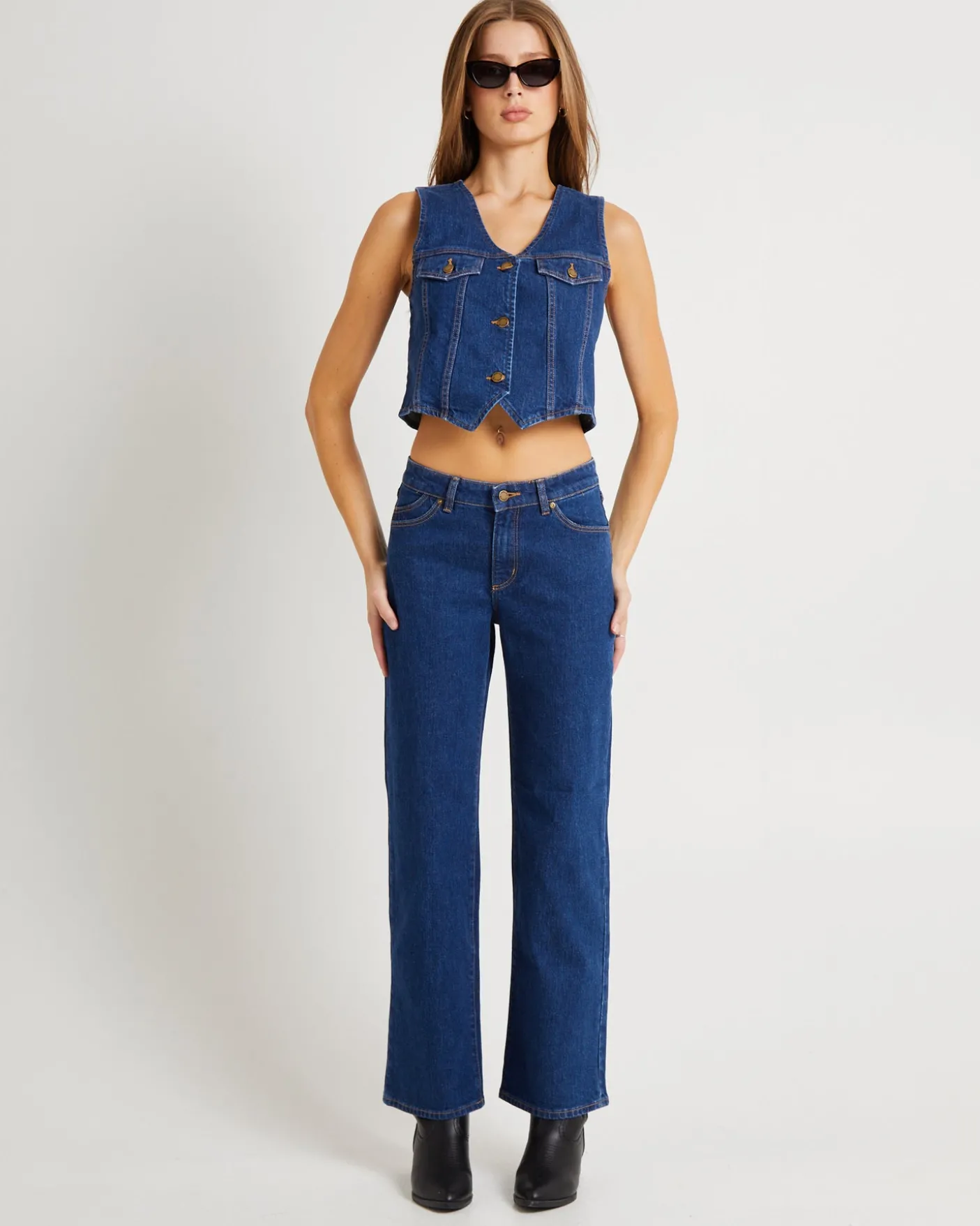 Morgan Denim Vest Dark Stone