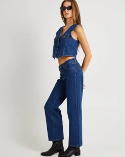 Morgan Denim Vest Dark Stone