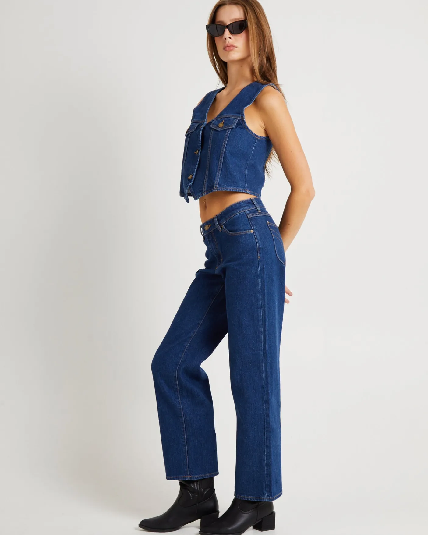 Morgan Denim Vest Dark Stone
