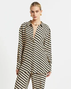 Morgan Printed Crepe Long Sleeve Shirt in Assorted