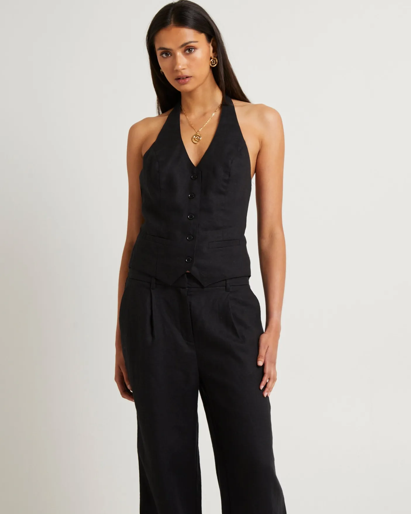 Naomi Linen Halter Vest