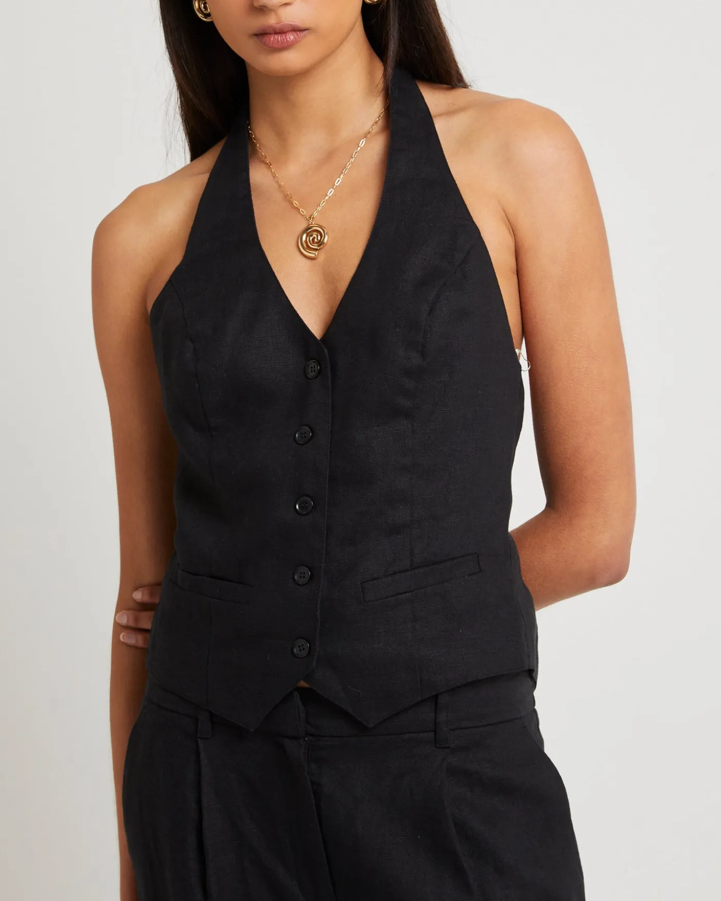 Naomi Linen Halter Vest