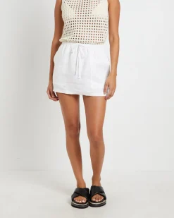 Nixie Mini Linen Skirt in White