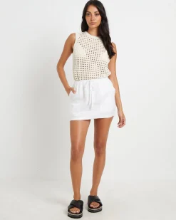 Nixie Mini Linen Skirt in White