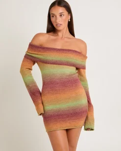 Orla Ombre Off Shoulder Knit Mini Dress