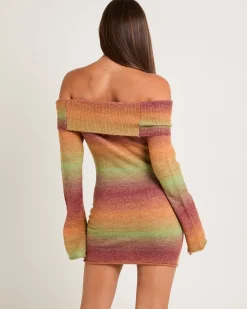 Orla Ombre Off Shoulder Knit Mini Dress