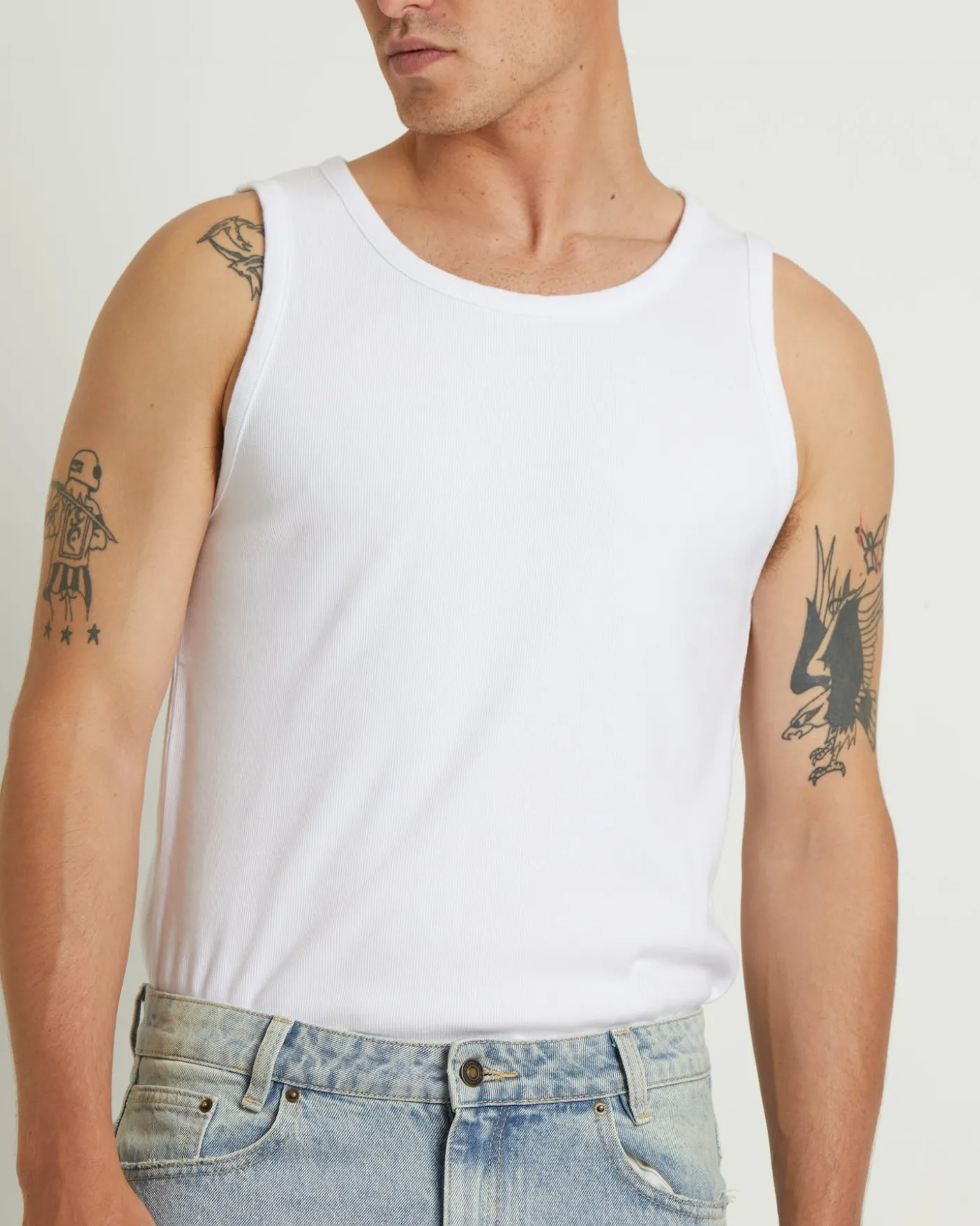 Paramount Ribbed Singlet in White