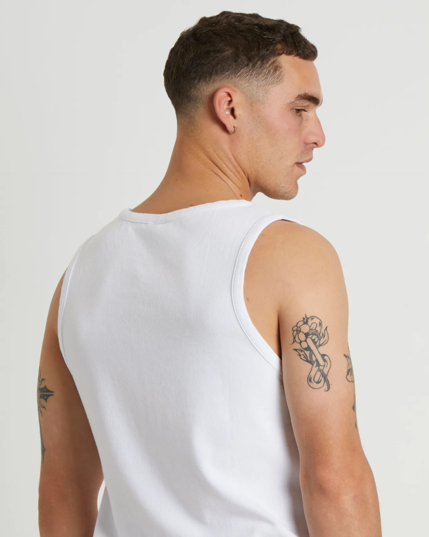 Paramount Ribbed Singlet in White