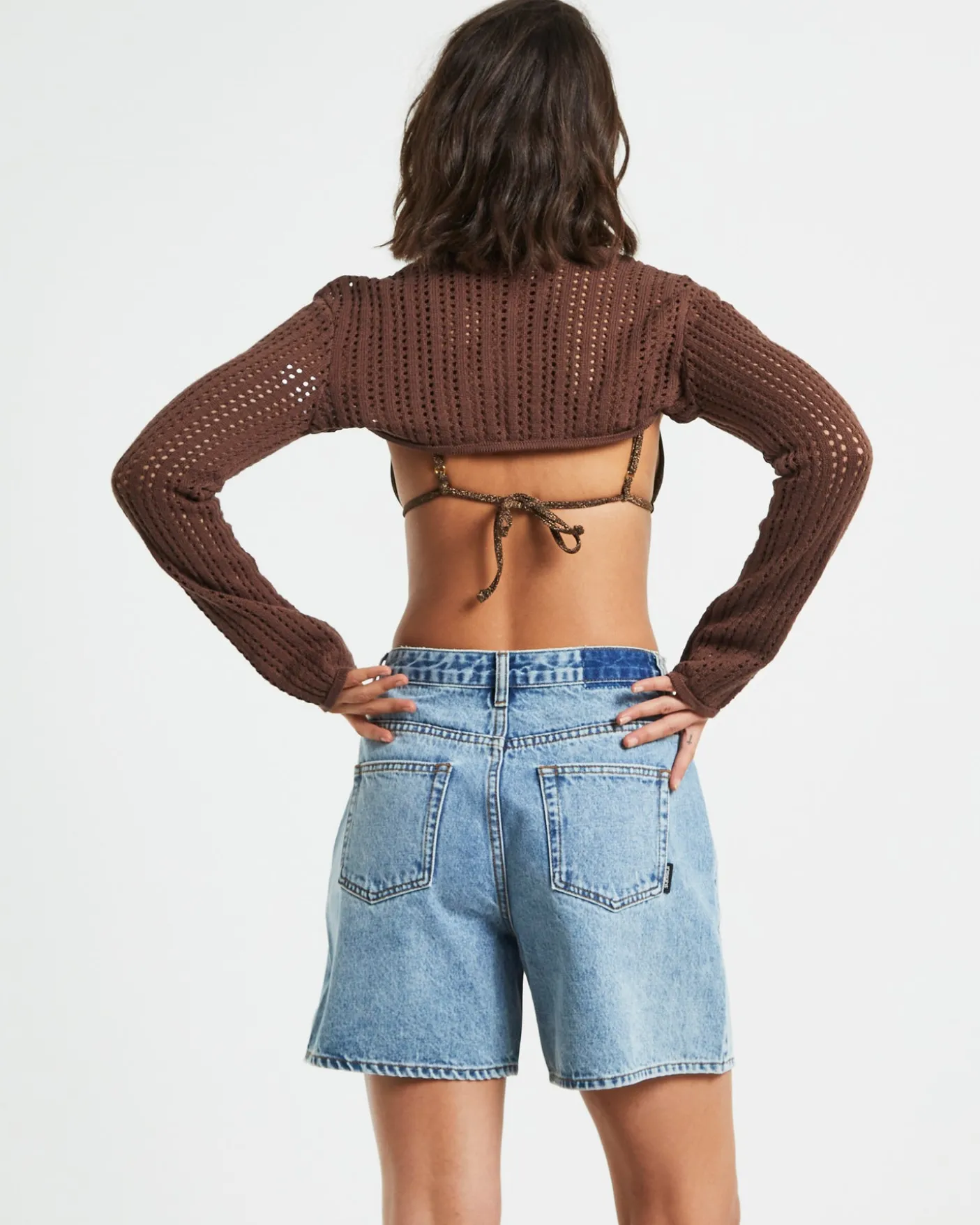 Pennie Crochet Bolero in Chocolate Brown
