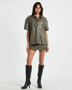 Phoebe Leather Look Mini Skirt