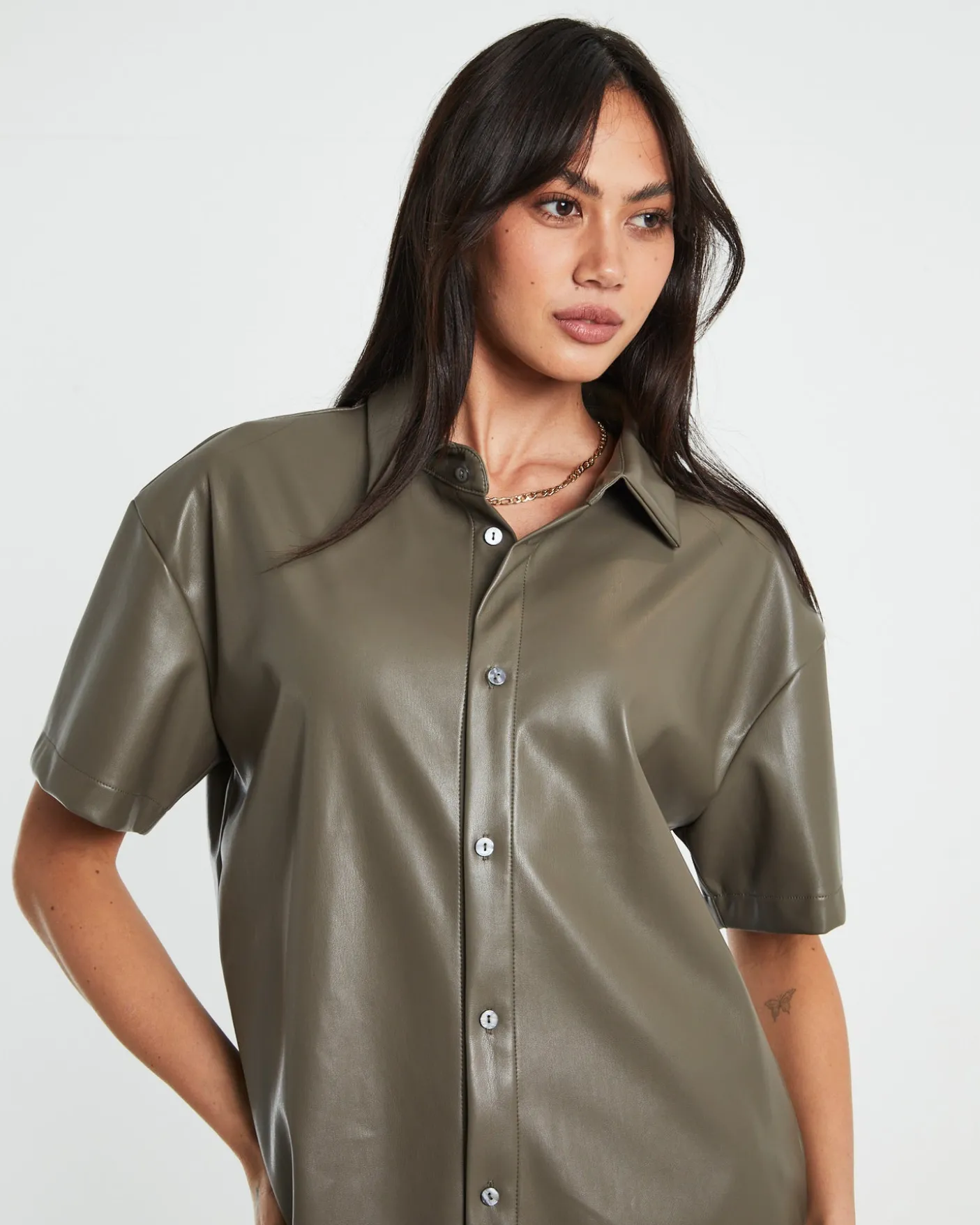 Phoebe Leather Look Shirt
