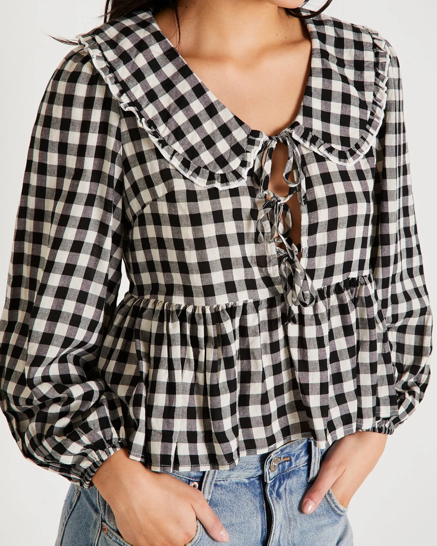 Picnic Gingham Collared Blouse