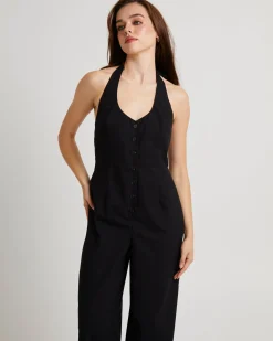Piper Halter Button Front Jumpsuit