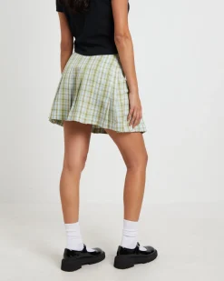 Plaid Pleated Skirt in Army Green