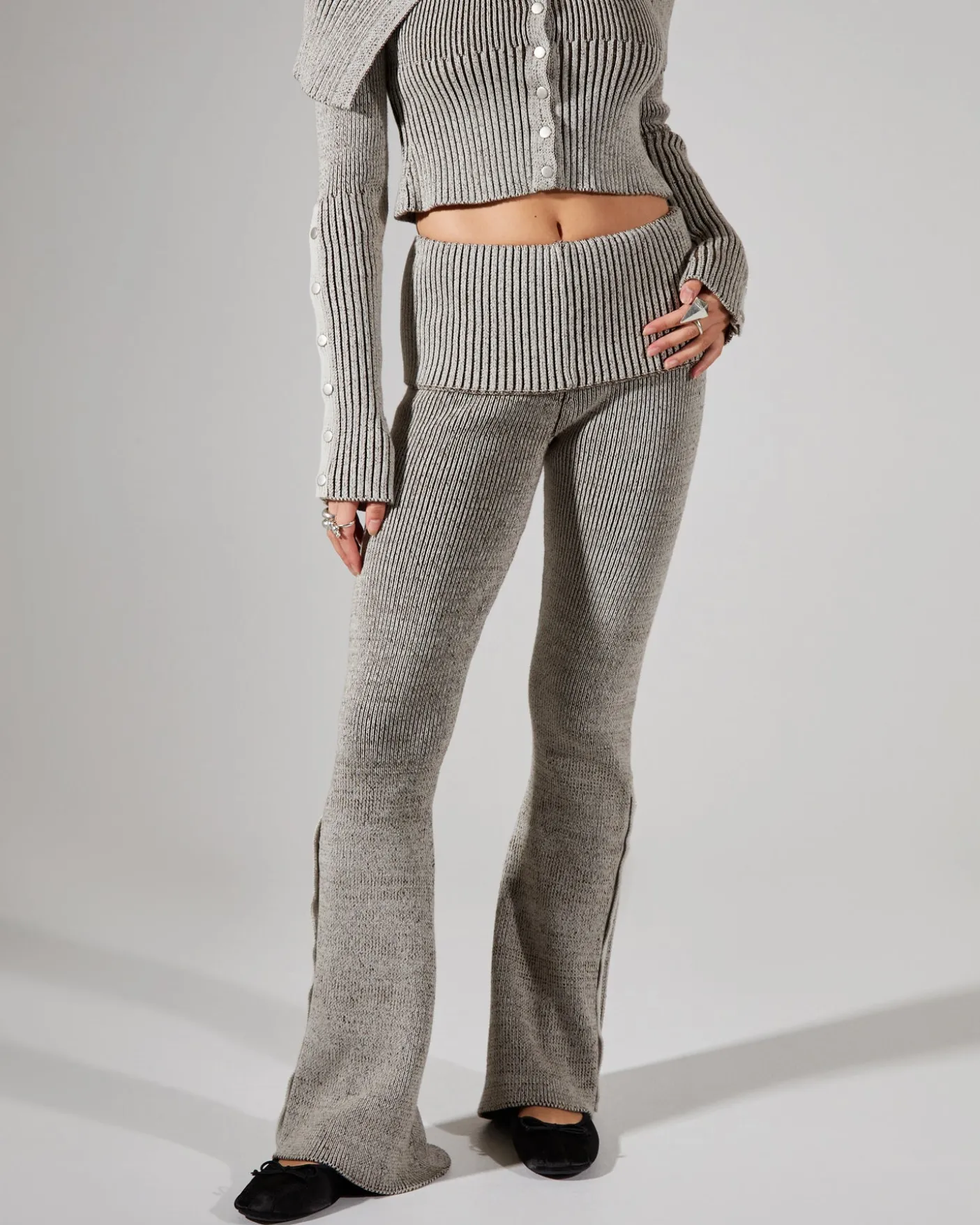 Plated Knit Popper Trousers