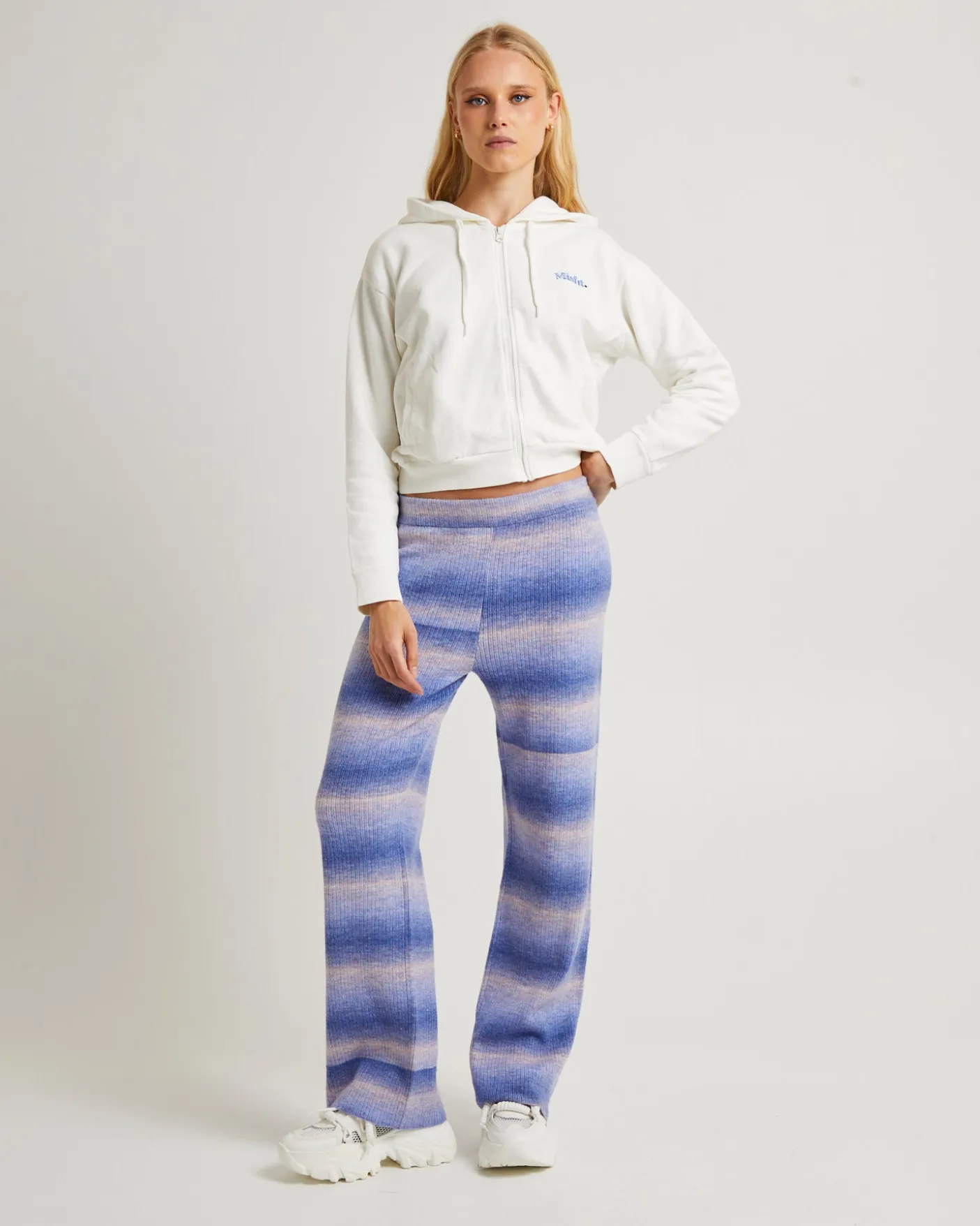 Pnoom Wide Leg Knit Pants Powder Blue