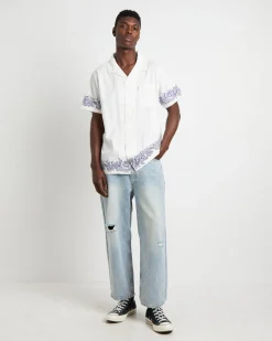 Precious Cosmos Short Sleeve Shirt in Washed White