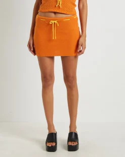 Quinn Crochet Mini Skirt in Vintage Orange
