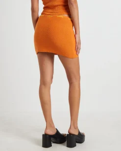 Quinn Crochet Mini Skirt in Vintage Orange
